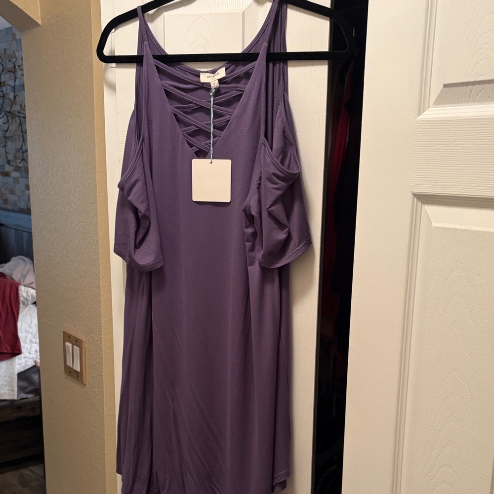 Umgee Lavender Crisscross Front Women's Top